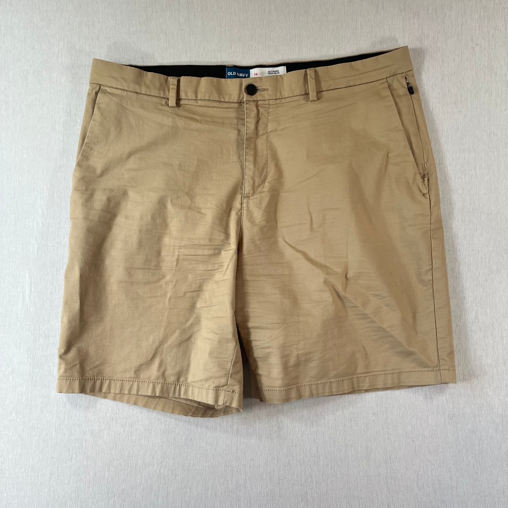 Old Navy Ultimate Tech Shorts Mens 38 Slim Built-In Flex Khaki Tan Performance
